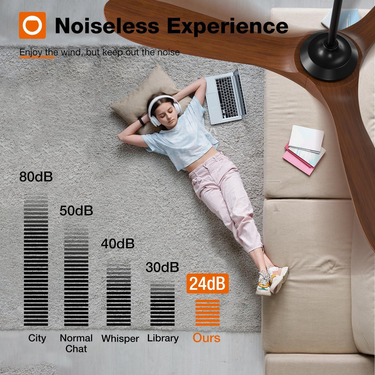 addlon Ceiling Fans with Lights, 60 Inch Indoor/Outdoor Ceiling Fan with Remote Control, Reversible, 3 Wood Blades, 6 Speeds, 3CCT Dimmable, Noiseless, Large Ceiling Fan for Patio, Gazebo, Farmhouse addlon