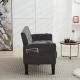 TYBOATLE 62 Inch Linen Upholstered Tufted Mid-Century Modern Loveseat Sofa w/ 2 USB Charger Ports and 2 Cupholders, Small Love Seat Couches for Living Room, Bedroom, Apartment, Dorm (Dark Grey) TYBOATLE