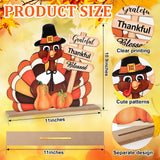 Thanksgiving Decorations Wooden Turkey Table Sign Pumpkin Autumn Table Centerpieces Standing Tabletop Happy Thanksgiving for Holiday Fall Harvest Home Room Table Shelf Farmhouse Decorations Grateful Sophena