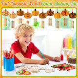 GlikCeil 128 Pcs Fall Crafts Pumpkin Wind Chime Making Kit Make Your Own Pumpkin Wind Chime Wooden Arts and Crafts Ornaments DIY to Paint Autumn Craft for Fall Autumn Thanksgiving Party GlikCeil