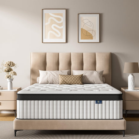 cemtip Full Size Mattress, 12 Inch Hybrid Mattress in a Box, Memory Foam and Pocket Springs, Fiberglass Free, Soft and Breathable, Medium Firm Feel cemtip
