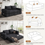 Jocoevol 75'' Queen Folding Convertible Sofa Bed with Large Pillow, 4-in-1 Floor Foldable Futon Sofa Bed, Chenille Boneless Mattress Couch, Floor Sleeper Sofa Chair Bed for Living Room/Bedroom, Black Jocoevol