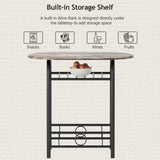 JUMMICO 3-Piece Wooden Round Table & Chair Set, Space Saving Kitchen Breakfast Nook Wood Grain Tabletop with Metal Frame and Built-in Wine Rack for Kitchen, Dining Room (Walnut/Black) JUMMICO