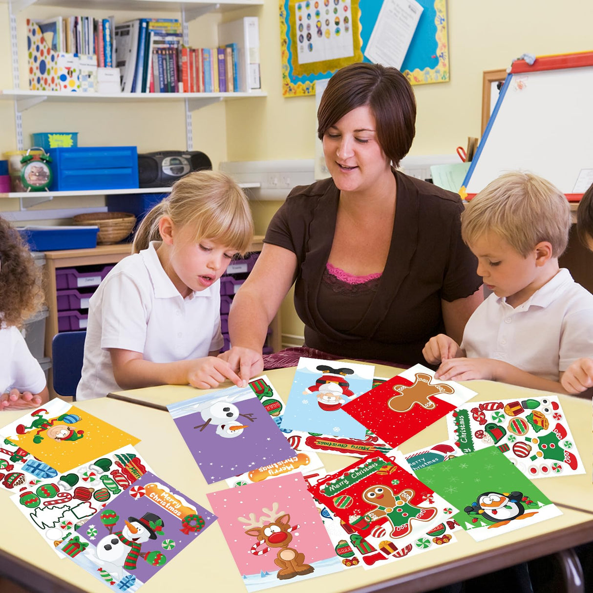 Fancy Land Christmas Cards with Envelopes and Stickers 18pcs Holiday DIY Make Your Own Christmas Cards Making Kit Craft for Kids Classic Fancy Land