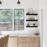 QEEIG Floating Shelves for Wall Bathroom Shelf Bedroom Kitchen Living Room Hanging Book Shelves Small Farmhouse Decor 16 inch Set of 3, Black (015-B3) QEEIG