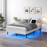 QEROMY Queen Bed Frame for Box Spring, 7 Inch Metal Bed Frame with LED Lights, 9-Legs Support Bed Base, Tool-Free Easy Assembly QEROMY