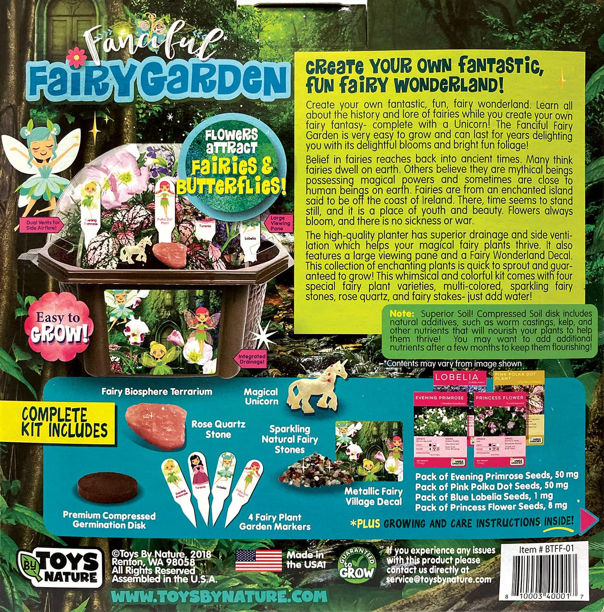 Toys by Nature Fanciful Fairy Biosphere Terrarium Starter Kit, Complete Supplies Included to Create Your Own Enchanting Garden and Indoor Plants! (Fanciful Fairy Garden) TOYS BY NATURE