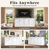 AMERLIFE 72" Farmhouse Sideboard Buffet Cabinet with Barn Doors, Storage Console Table with Adjustable Shelves, Coffee Bar/TV Stand for Living Room, Kitchen, Entryway, White AMERLIFE