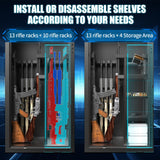 Large Rifle Safe, 30 Gun Safe for Rifle and Shotgun/Rifle Pistol Rack/Storage Pocket/Removable Shelf/Silent Mode/External Battery/Key/LED,180° Open Door Panel Organizer Unassembled Gun Safe TTSITG