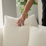 Modern Luxury Oversized Curved Sofa Couch,Beautiful and Comfy Boucle Fabric Lounge Cloud Sofa& Couch with 4 Pillows for Apartment,House Living Room Furniture ERYE