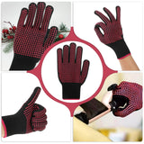Ptwola 2 Pcs Heat Resistant Gloves with Non-Slip Silicone Bumps Professional Heat Blocking Fireproof Sublimation Gloves Mitts for Curling Wand Hot-Air Brushes Hair Styling Flat Iron Ptwola