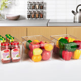 YIHONG 6 Pack Clear Pantry Organizer Bins, Plastic Containers with Handle for Kitchen,Freezer,Cabinet,Closet,Bathroom Under Sink Storage YIHONG
