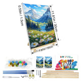 JOOZ Mountain Paint by Numbers Kit for Adults with Frame, Landscape Paint by Number with Easel, DIY Landscape Flower Adult Paint by Number Kits Framed Canvas for Home Wall Decor 8 x 12 Inch JOOZ