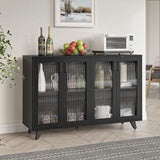 Panana Kitchen Buffet Server Table Accent Sideboard Cupboard Server Buffet Console Table with Doors Cabinet (49inch, Black) Panana