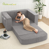 MeMoreCool Convertible Sofa Bed, Pull Out Loveseat Sleeper Sofa, Small Boneless Cloud Couch Bed for Adults, Fold Out Foam Love Seat Grey, Corduroy Folding Floor Couch for Bedroom MeMoreCool