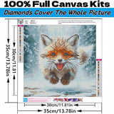 Winter 5D Diamond Art Kits for Adults Beginners,Cute Fox DIY Full Round Drill Diamond Painting Kits,Animal Paint by Diamonds Dots Gem Art Easy,Home Wall Decor 14X14 Inch Acelii