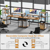 Creso hom Computer Desk with Printer Stand, 59" Office Table with Charging Station, Home Office Desk with LED and Monitor Stand, Reversible Desk for Study Writing Working Gaming, Rustic Brown Creso hom