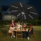 FLAME&SHADE 10 ft Solar Powered Outdoor Market Patio Table Umbrella with LED Lights and Tilt, Black FLAME&SHADE