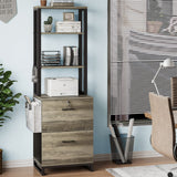 Itaar Oak Grey 2 Drawer Filing Cabinet with Lock and Adjustable Shelf for Home Office Itaar