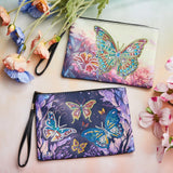 Geyoga 2 Pieces DIY Diamond Painting Purses 5d DIY Diamond Painting Handbag Art Wristlet Clutch Bag for Women Girls Art Craft Makeup Gift (Butterfly) Geyoga