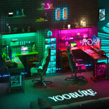 Yoobure L Shaped Desk with Pegboard, Reversible Computer Desk with Drawers & Storage Shelves, Gaming Desk with LED Lights & Power Outlets, Office Desk with Monitor Stand Corner Desk Home Office Desks Yoobure