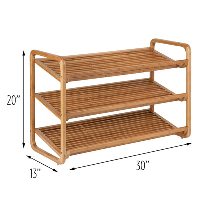 Honey-Can-Do SHO-01599 Bamboo 3-Tier Shoe Shelf - WoodArtSupply