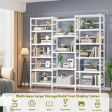 FOTOSOK Triple Wide 6-Tier Bookshelf and Bookcase,Large Freestanding Book Shelf with 17 Open Display Shelves, Tall Bookshelf Plant Flower Shelf Rack Storage Organizer Unit for Living Room, White FOTOSOK