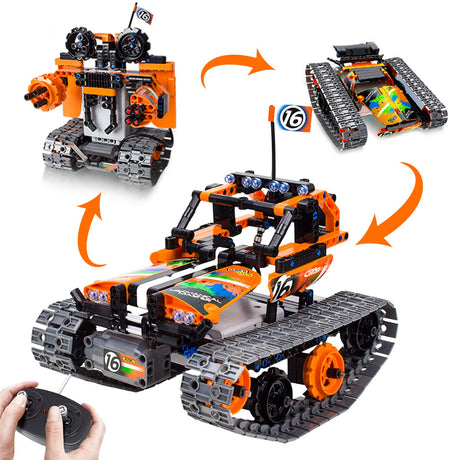 3-in-1 STEM Remote Control Building Kits - Tracked Car/Robot/Tank - 2.4Ghz Rechargeable RC Racer Toy Set Gift for 8-12 14 Year Old Boys and Girls Best Engineering Science Learning Kit for Kids 392pcs morwant