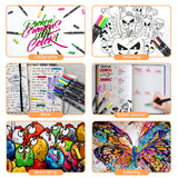 Peablce Art Markers Brush Pen, Markers for Adult Coloring Books No Bleeding,32 Colored Pens Fine Point Highlighter Pen & Brush for Adult Kids Coloring Journaling Note Taking Planner Peablce
