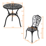 NUU GARDEN 3 Piece Bistro Set Outdoor, All Weather Cast Aluminum Patio Bistro Sets Patio Table and Chairs Set of 2 with Umbrella Hole for Yard, Balcony, Black, Butterfly Backrest NUU GARDEN