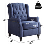 EBELLO Pushback Recliner Chair, Fabric Armchair Push Back Recliner with Rivet Decoration, Single Sofa Accent Chair for Living Room, Bedroom, Navy Blue EBELLO