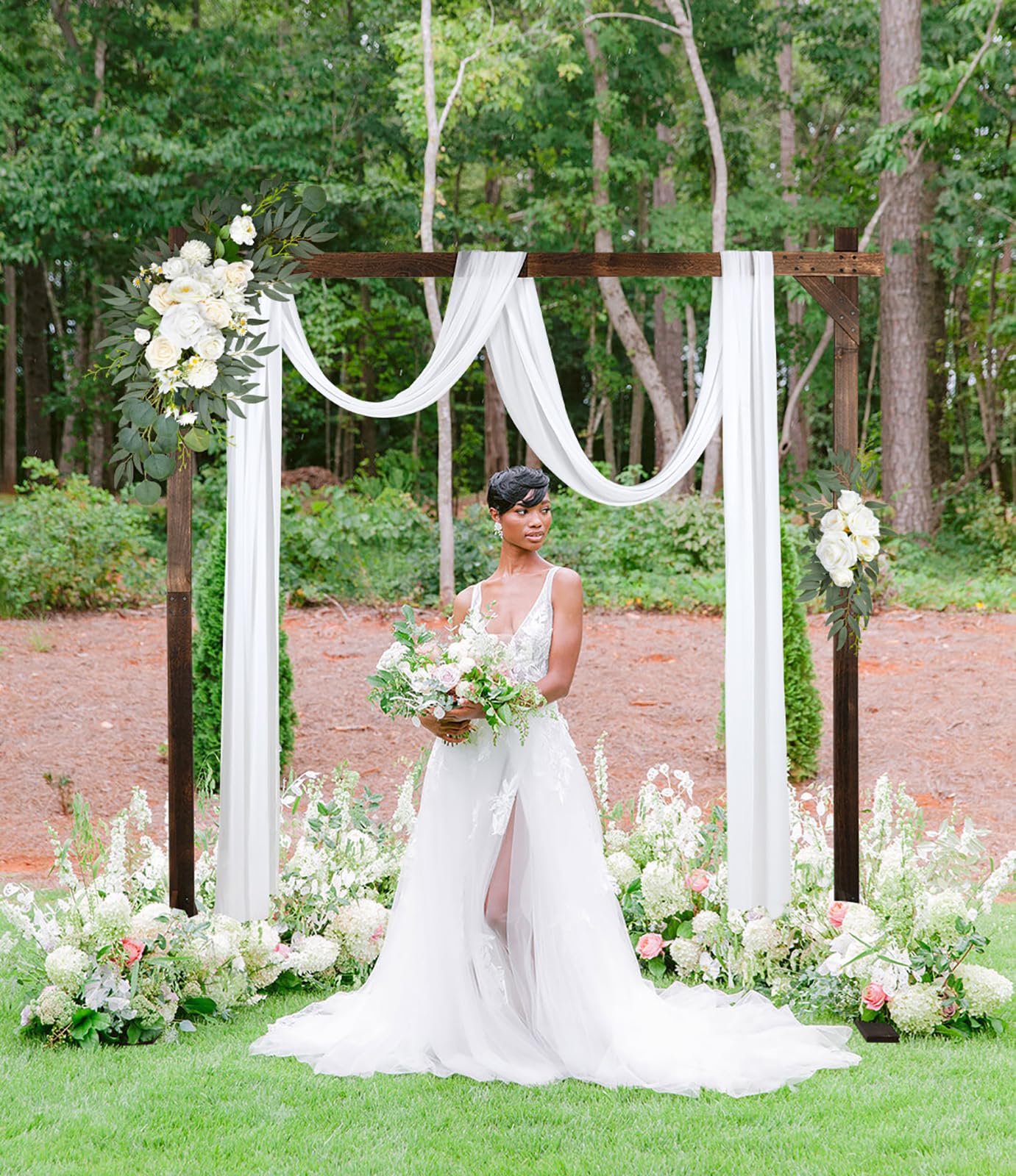 DearHouse Wooden Wedding Arch, 7.2FT Square Wooden Arch for Wedding Wood Arch Wedding Arbor Backdrop Stand for Ceremony Rustic Wedding Birthday Parties Indoor Outdoor Garden Decor - WoodArtSupply