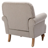 DM-Furnitue Wide Armchair Modern Linen Accent Chair Comfy Reading Chairs Upholstered Lounge Chair Single Sofa Couch for Bedroom/Living Room, Beige with Stripe DM Furniture
