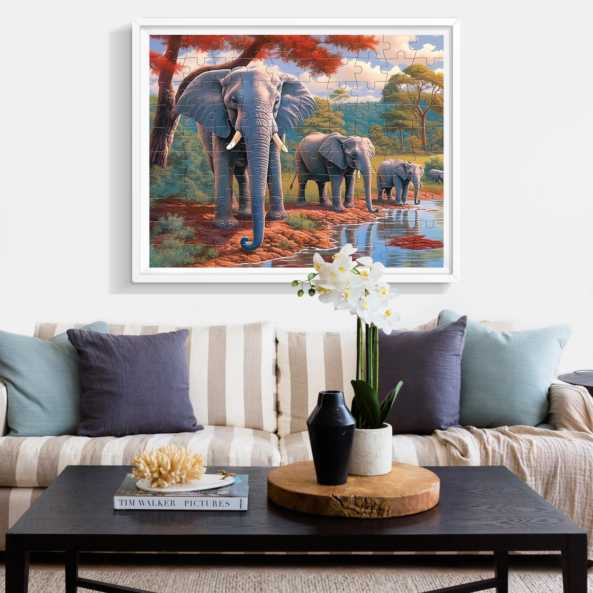 100 Piece Big Piece Jigsaw Puzzle for Seniors Elephant Forest Dementia Large Piece Puzzles for Seniors- Alzheimer's Activity for Adults Puzzle- Best Memory Game for Patiens in Nursing Home 15" x 19" WSCXSC