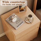 Tall Nightstand with 3 Drawer Natural Wood Nightstand,Solid Wood Nightstand,Mid Century Modern Nightstand Side Table,Modern Wood Night Stand End Table,Wooden Bedside Table for Bedroom,Living Room AnywaysWood