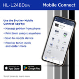 Brother HL-L2480DW Wireless Compact Monochrome Multi-Function Laser Printer with Copy and Scan, Duplex, Mobile, Black & White | Includes Refresh Subscription Trial(1), Amazon Dash Replenishment Ready Brother