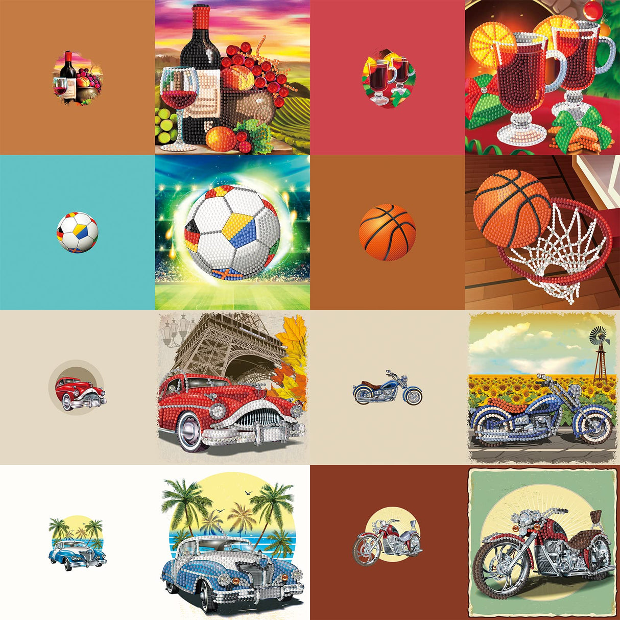 LUSandy 8 Packs DIY 5D Diamond Painting Car Cards Kits for Adults Car Motorcycle Basketball Diamond Art Greeting Cards Art Gifts for Birthday and Holiday Family and Friends LUSandy