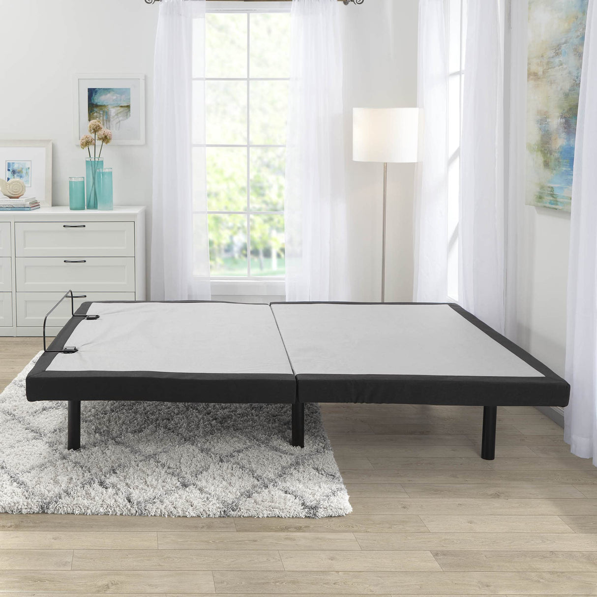 Nestl Adjustable Bed Frame, Zero clearance Adjustable Massage Bed Frame with Wireless Remote, Adjustable Bed Base Head & Foot Massage, Fast & Easy Assembly, USB Ports, LED Light, King Size Bed Frame Nestl