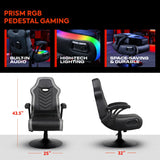 X Rocker Prism RGB LED Lounging Video Gaming Pedestal Chair with Armrests, Wireless Bluetooth Audio, Foldable, Vegan Leather, Amazon Exclusive, Black X Rocker