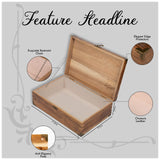 Lignotie Memory Keepsake Box - Large Wooden Box with Hinged Lid - Rustic Decorative Wood Storage Box with Chamois Leather Lining Lignotie