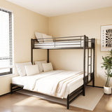 LUMISOL Black Pull-Out Bunk Bed, Metal Bunk Bed Frame with Ladder, Twin Over King LUMISOL