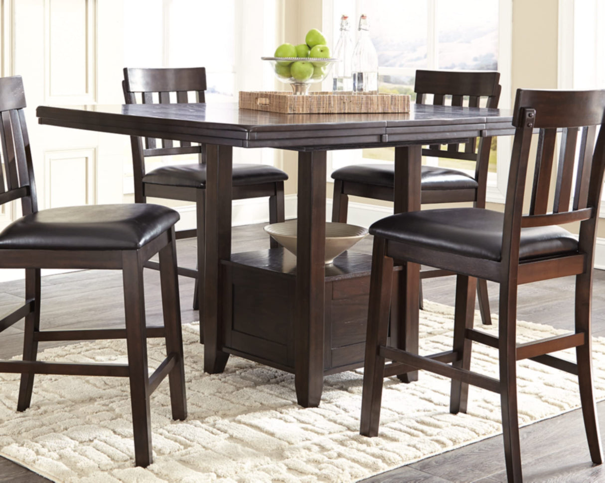 Signature Design by Ashley Haddigan Traditional Rectangular 36" Counter Height Dining Extension Table, Dark Brown Signature Design by Ashley
