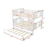Ball & Cast Full Over Full Bunk Bed with Twin Size Trundle and Ladder,Wood Bunkbed w/Slat Support & Full-Length Guard Rail,Space Saving,Bedframe Furniture for Student Dorms,Studio,Gray Ball & Cast