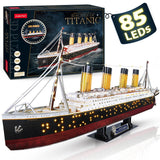 CubicFun Titanic 3D LED Puzzles for Adults 88 CM 266 Pieces,Titanic Toys for Adults Teens, Home Decor Birthday Gifts Adults Easter Gifts Teacher Gifts CubicFun