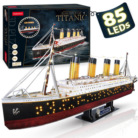 CubicFun Titanic 3D LED Puzzles for Adults 88 CM 266 Pieces,Titanic Toys for Adults Teens, Home Decor Birthday Gifts Adults Easter Gifts Teacher Gifts CubicFun