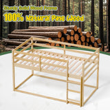 Xilingol Low Bunk Bed for Kids, Floor Bunk Bed Twin Over Twin, Wooden Bunk Bed Frame with Full Guardrails, Twin Bunk Bed for Bedroom, Dorm (Natural) Xilingol