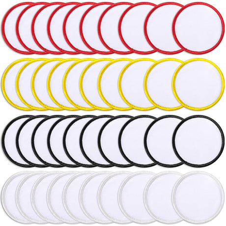 40 Pieces Sublimation Patch Round Blank Patch Fabric Iron-on Blank Patch Heat Transfer Repair Patch Sublimation Blank Fabric Repair Patch for Clothes, Hats, Uniforms, Backpacks, Shoes Geosar