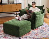 ABCASA Oversized Loveseat Sofa, Modern Modular Sectional Couch Green Fluffy Chenille Mid Century 2-Seat 24.5" Deep Seat for Apartment, Living Room, Bedroom ABCASA