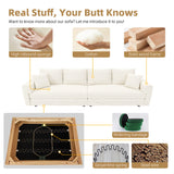 Ball & Cast 4 Seater Cloud Sectional Couch,102.4" Modern Modular Sectional Sofa with Deep Seat & Pillows,Plush Corduroy Comfy Convertible Sofa Couches for Living Room,Beige Ball & Cast