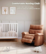 GarveeHome Oversized Wide Rocker Swivel Recliner Chair - Faux PU Leather Large Manual Recliner for Adults, Lazy Chair with 1.5X Sponge Comfort Arm and Back for Living Room, Bedroom GarveeHome